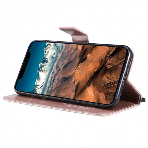 Étui en cuir PU avec empreinte horizontale à motif de tournesol pour iPhone 11 Pro Max, avec support et emplacements pour cartes, ainsi que portefeuille et lanière SH81RG1771-09
