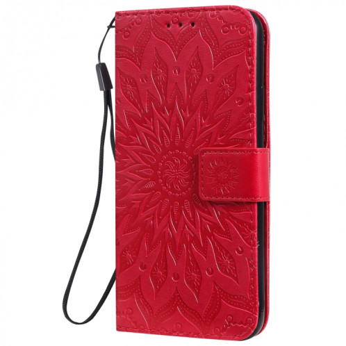 Étui en cuir PU avec empreinte horizontale à motif de tournesol pour iPhone 11 Pro Max, avec support et emplacements pour cartes, ainsi que portefeuille et lanière SH681R1745-09