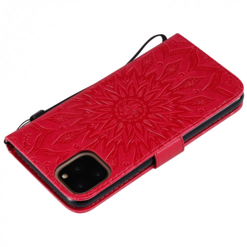 Étui en cuir PU avec empreinte horizontale à motif de tournesol pour iPhone 11 Pro Max, avec support et emplacements pour cartes, ainsi que portefeuille et lanière SH681R1745-09