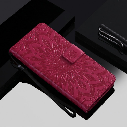 Étui en cuir PU avec empreinte horizontale à motif de tournesol pour iPhone 11 Pro Max, avec support et emplacements pour cartes, ainsi que portefeuille et lanière SH681R1745-09