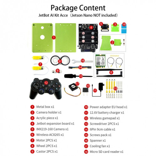 Accessoires du kit Waveshare JetBot AI, modules complémentaires pour Jetson Nano pour construire JetBot SH4094971-013