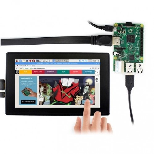 Waveshare 7inch HDMI LCD (H) Écran tactile capacitif IPS 1024x600 avec couvercle en verre trempé, prend en charge les systèmes multi-mini-PCS multi-PCS SW9946387-05