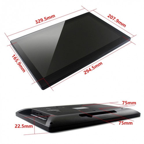 WAVESHARE 13.3Inch HDMI LCD (H) Écran tactile capacitif LCD avec couvercle en verre trempé, prend en charge plusieurs mini-PCs, multi-systèmes multiples SH00041246-04