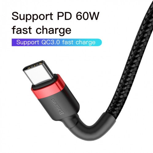 Câble de charge Flash USB-C / Type-C PD 2.0 60W Baseus CATKLF-G91 Cafule, longueur du câble: 1 m SB613B1963-010