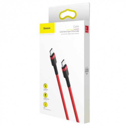 Câble de charge Flash USB-C / Type-C PD 2.0 60W Baseus CATKLF-G09 Cafule, longueur du câble: 1 m SB613R169-010