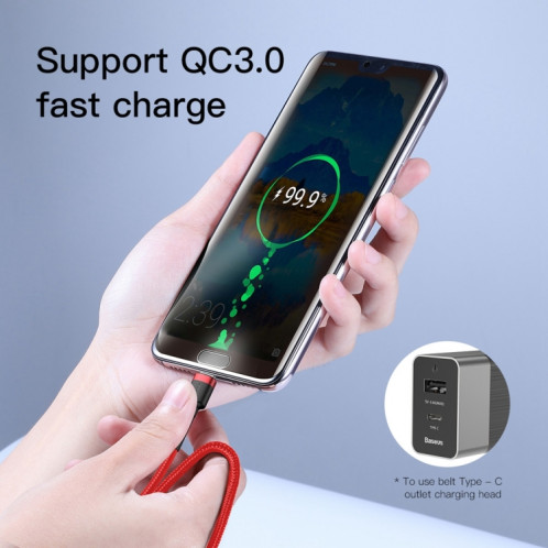 Câble de charge Flash USB-C / Type-C PD 2.0 60W Baseus CATKLF-G09 Cafule, longueur du câble: 1 m SB613R169-010
