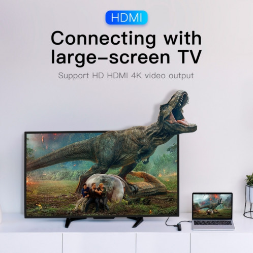 Station d'accueil Baseus CAHUB-J0G Mechanical Eye 6 en 1 HDMI / USB 3.0 x 3 / RJ45 / PD vers USB-C / Type-C SB2068916-013