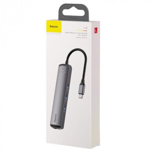 Station d'accueil Baseus CAHUB-J0G Mechanical Eye 6 en 1 HDMI / USB 3.0 x 3 / RJ45 / PD vers USB-C / Type-C SB2068916-013