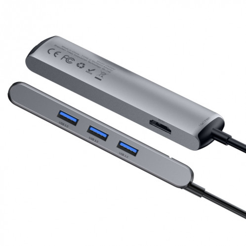 Station d'accueil Baseus CAHUB-J0G Mechanical Eye 6 en 1 HDMI / USB 3.0 x 3 / RJ45 / PD vers USB-C / Type-C SB2068916-013