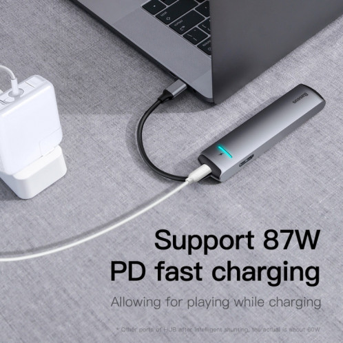 Station d'accueil Baseus CAHUB-J0G Mechanical Eye 6 en 1 HDMI / USB 3.0 x 3 / RJ45 / PD vers USB-C / Type-C SB2068916-013