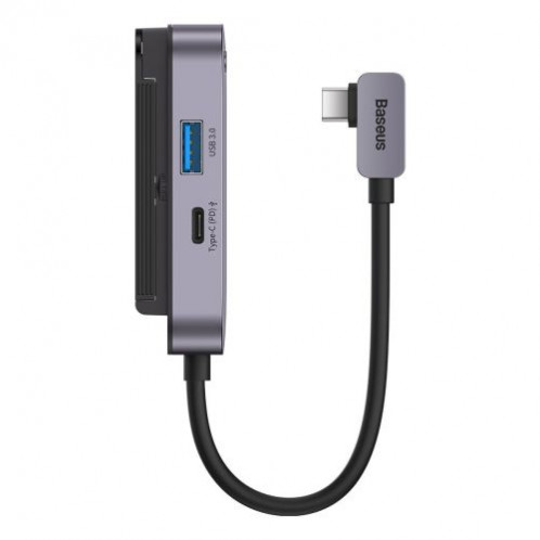 Baseus HUB for Smartphones and Tablets PadJoy 6-in-1 (USB 3.0, HDMI 2.0 4K 30Hz, Type-C female 100W, SD/TF reader, 3.5 mm Jack Socket) with Type-C output, Gray (WKWJ000113) DA2922729-06
