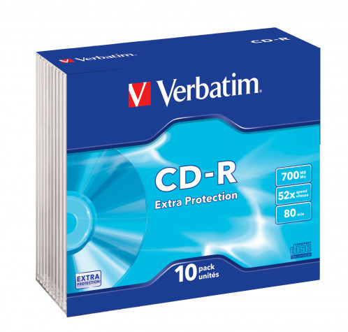 1x10 Verbatim CD-R 80 700MB 52x Data Life Slim étui 172587-03