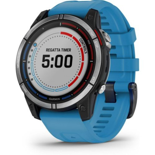 Garmin Quatix 7 Base Smart Watch 47mm, GPS, 10ATM, Graphite with Light Blue Silicone Band EU DA34800417-03