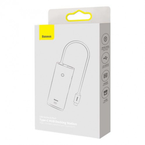 Baseus HUB Lite Series 5-in-1 Multifunctional (Type-C to 2x USB 3.0 / Type-C / HDMI 1.4 / SD/TF) Black (WKQX050001) DA1651902-018
