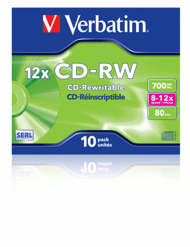 1x10 Verbatim CD-RW 80 / 700MB 8x 12x Speed, boîtier 714019-04