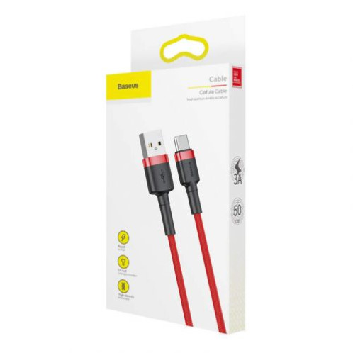 Baseus Type-C Cafule Cable 3A, 0.5m, Red + Red (CATKLF-A09) DA17029-09