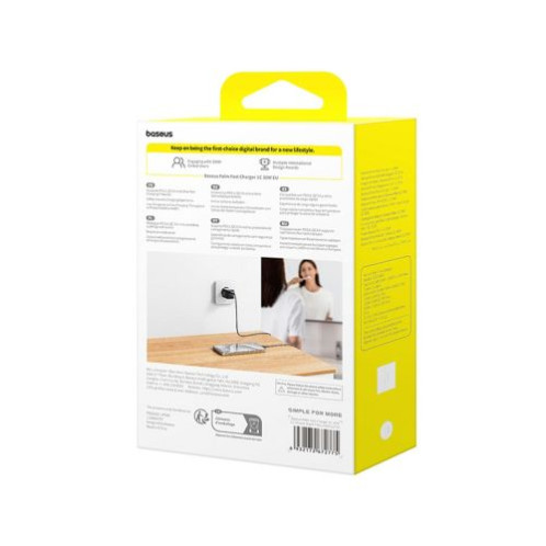 Baseus Travel Charger Palm Series Type-C, PD 3.0, QC 3.0, 30W, Black EU (P10111605113-00) DA817594-02