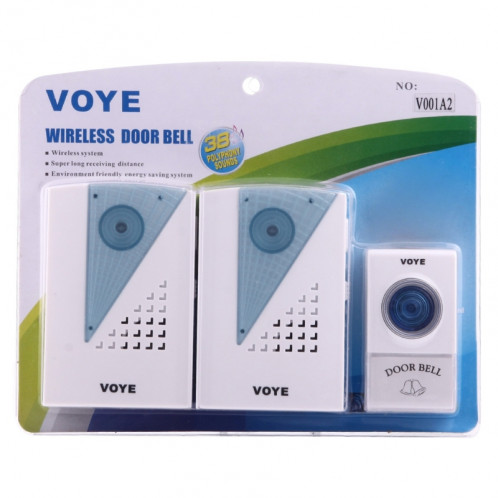 VOYE V001A2 Sonnette à LED Home Smart Smart sans fil avec double récepteur, distance de télécommande: 120 m (Open Air) SV1173-05