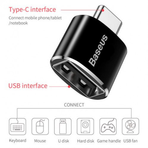 Baseus Converter USB Female To Type-C Male Black (CATOTG-01) DA161185-08