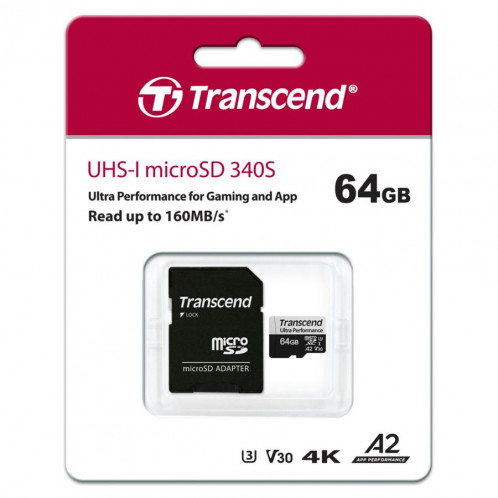 Transcend microSDXC 340S 64GB Class 10 UHS-I U3 A2 641776-03