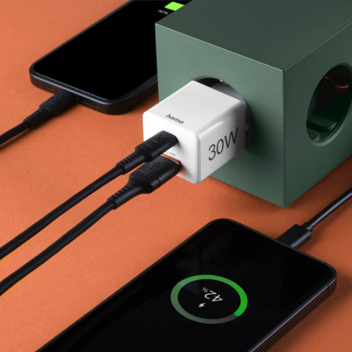 Hama Mini chargeur rapide PD 30W 1xUSB-C/1xUSB-A blanc 201992 140900-018