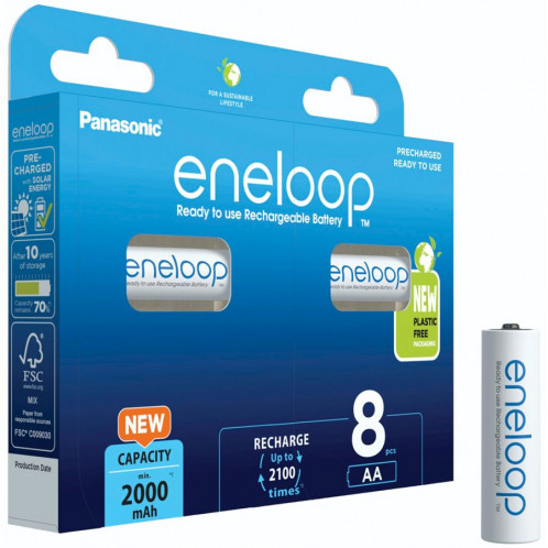 1x8 Panasonic Eneloop Mignon AA 2000mAh Ni-MH BK-3MCDE/8BE 762617-05