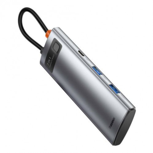 Baseus HUB Metal Gleam series 7-in-1 Multifunctional (Type-C to 2x USB 3.0, PD 100W / HDMI 4K 30Hz / RJ45 1Gbps, Type-C basic) Gray (WKWG020113) DA2678519-024