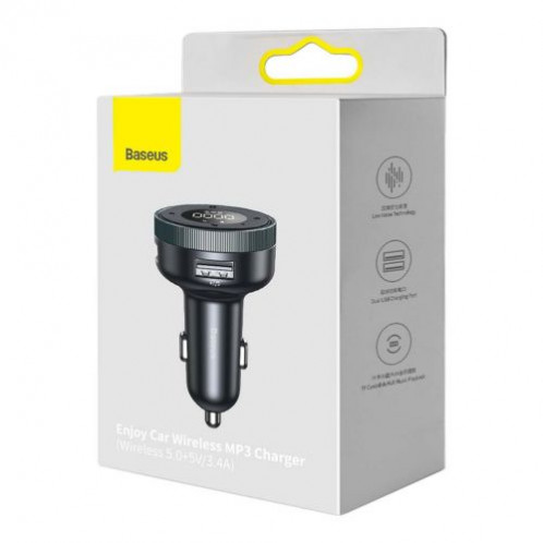 Baseus Car Charger Bluetooth FM Transmitter Enjoy Car with LED display Wireless U+U+3,5mm audio+TF MP3 Charger BT 5.0, 3.4A Black (CCLH-01) DA980938-019