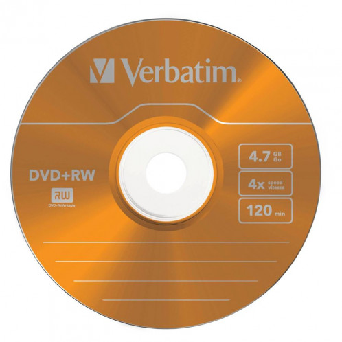 1x5 Verbatim DVD+RW 4,7GB 4x Speed Colour Surface Slimcase 178222-06