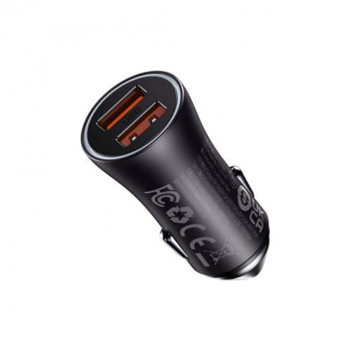 Baseus Car Charger Golden Contactor Max Dual Fast Charger U+U 60W Dark Gray (CGJM000013) DA777168-016
