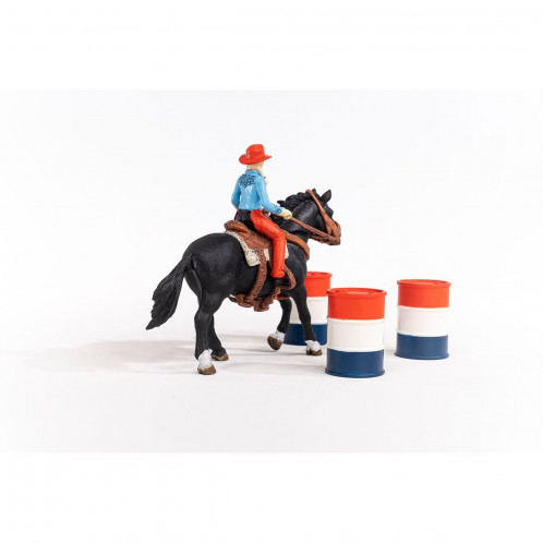 Schleich Vie à la ferme 42576 Cowgirl et Tonneaux de racing 715262-013