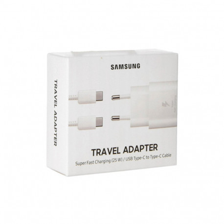Samsung EP-TA800XBEGWW Chargeur Secteur, Adaptateur USB Type C Fast Charge 25W & Câble USB Type C Blanc (Emballage Original) 979379-07