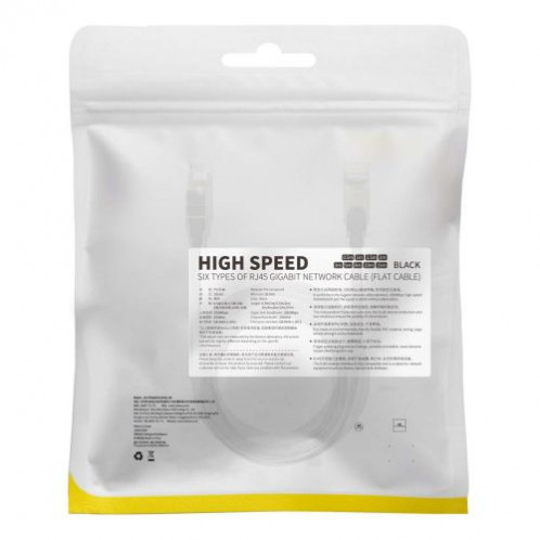 Baseus Network Cable High Speed (CAT6) of RJ45 (flat cable) 1 Gbps, 2m Black (WKJS000101) DA122743-020