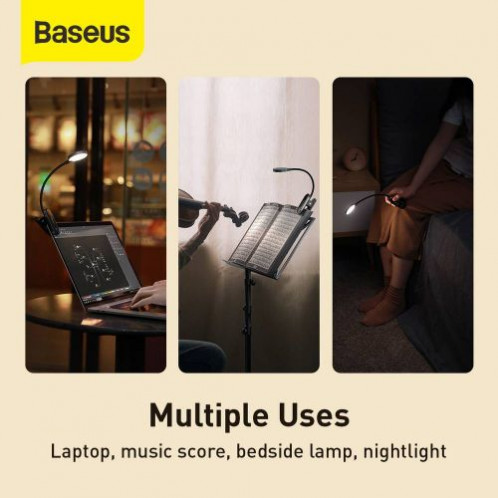 Baseus Home Comfort Reading Mini Clip Lamp + charing cable, 400 mAh, 4000K, 3W Dark Gray (DGRAD-0G) DA764898-013