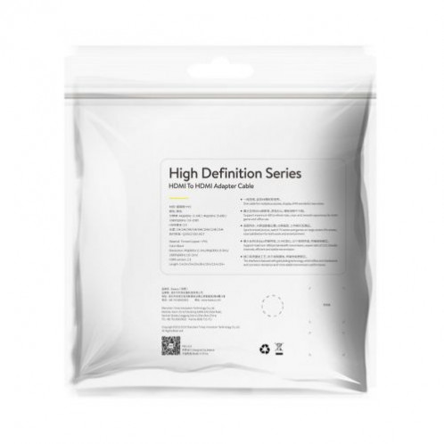 Baseus Video Cable High definition Series HDMI To HDMI 4K 60 Hz, 3D HDR, 18 Gbps, 1m Black (CAKGQ-A01) DA294635-018