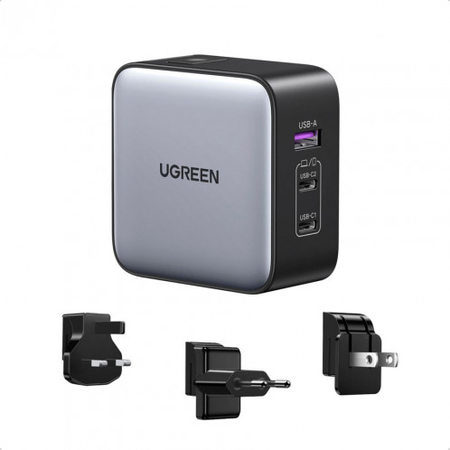 UGREEN USB-A+2*USB-C 65W GaN Worldwide Travel Fast Charger 784450-06