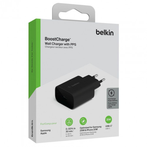 Belkin Chargeur USB-C 25W noir PD 3.0 WCA004vfBK 779606-05