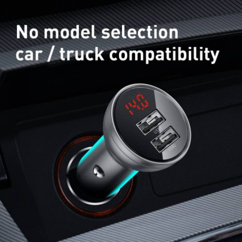 Baseus Car Charger Digital Display Dual USB 4.8A 24W Silver (CCBX-0S) DA477107-08