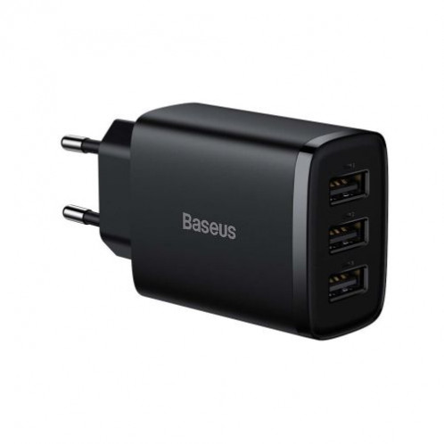 Baseus Travel Charger Compact wall Charger U+U+U, 17W EU black (CCXJ020101) DA529794-018