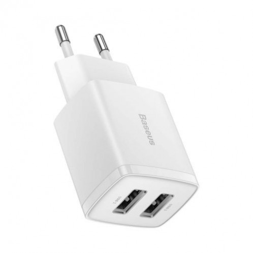 Baseus Travel Charger Compact wall Charger U+U, 10.5W EU White (CCXJ010202) DA390387-017