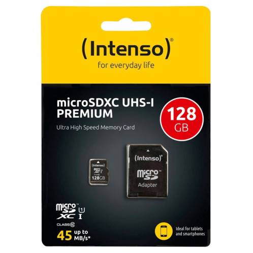 Intenso microSDXC Cartes 128GB C10 UHS-I Premium avec adapt. 237603-04