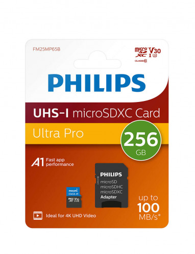 Philips MicroSDXC Card 256GB Class 10 UHS-I U3 + adaptateur 512570-04