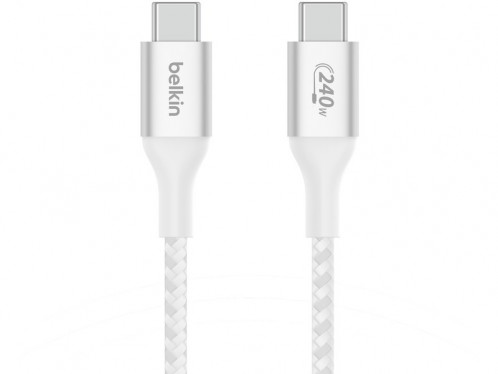 Câble USB-C vers USB-C 240 W 2 m Tressé Blanc Belkin BoostCharge CABBLK0022-04