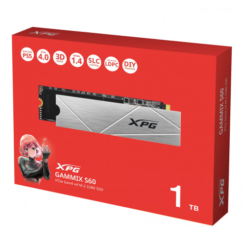 ADATA-XPG SSD PCIe Gen 4x4 1TB GAMMIX S60 R/W 5000/3200 887560-09
