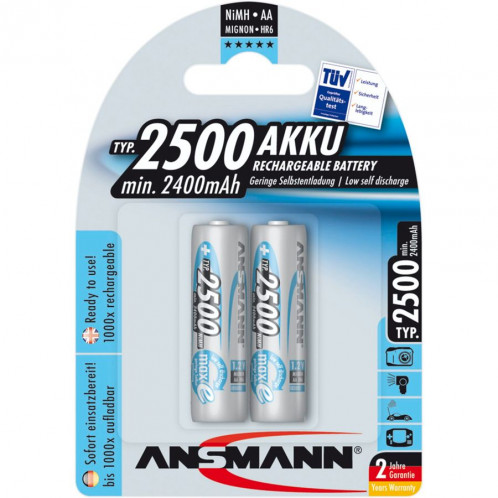 1x2 Ansmann maxE NiMH piles 2500 Mignon AA 2400 mAh 346682-03