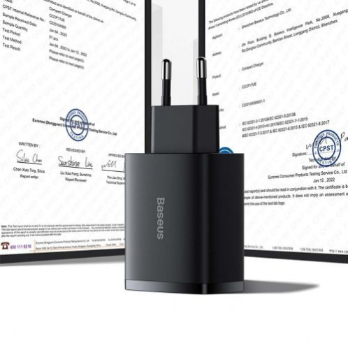 Baseus Travel Charger Compact wall Charger U+U+U, 17W EU black (CCXJ020101) DA529794-018