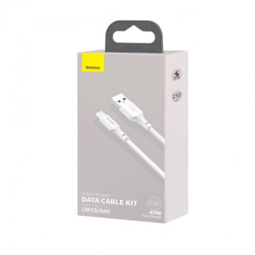Baseus Type-C Simple Wisdom cable (2pcs/set) 5A 1.5m White (TZCATZJ-02) DA276656-019