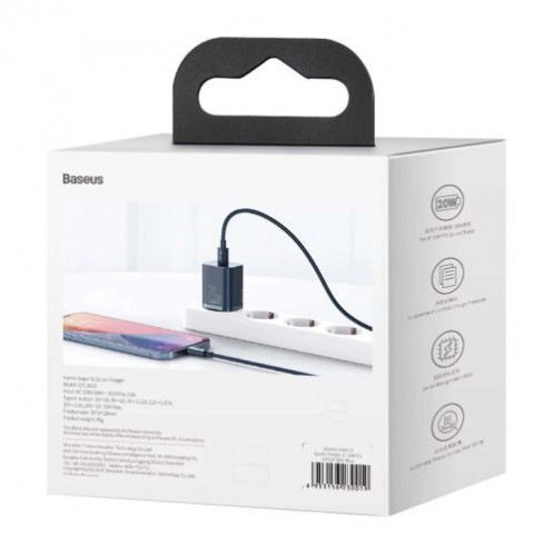 Baseus Travel Charger set Super Si 1C PD Fast charger 20W Blue EU (CCSUP-B03) DA69239-013