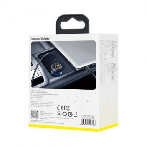 Baseus Car Charger Set Particular Digital Display PPS QC U+C (60W C+C cable 1m) 45W Black TZCCKX-0G DA1527663-016