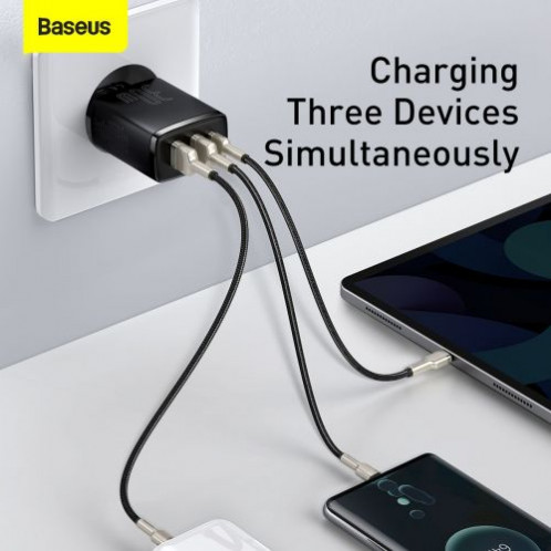 Baseus Travel Charger Compact Quick Charger U+U+C PD3.0, QC 3.0 30W EU Black (CCXJ-E01) DA897422-015
